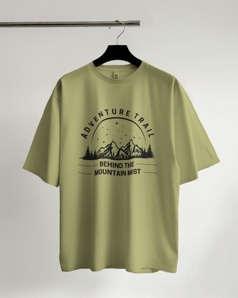 Adventure Trail Behind the Mountain Black Oversized T-shirt