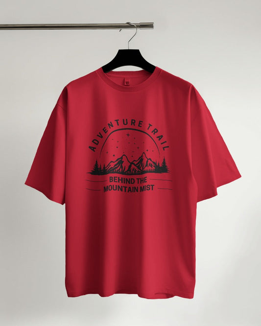 Adventure Trail Behind the Mountain Black Oversized T-shirt