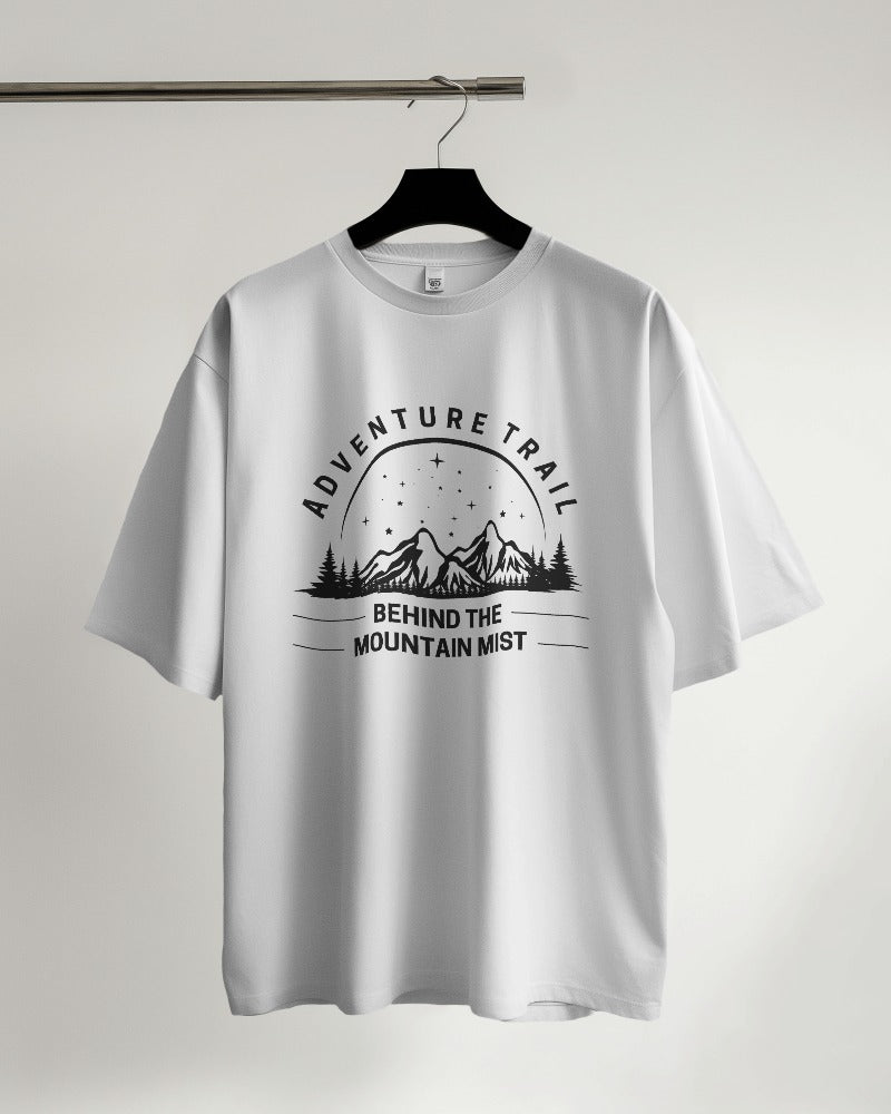 Adventure Trail Behind the Mountain Black Oversized T-shirt