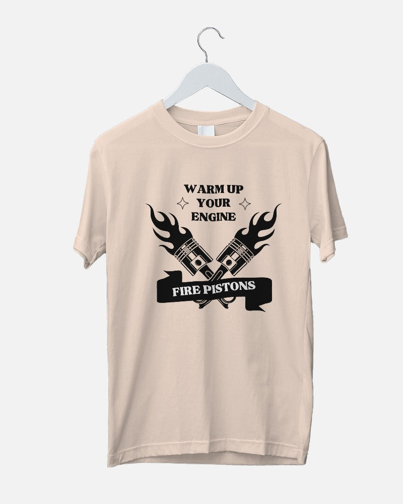 Warm Up Your Engine Fire Pistons Regular Fit T-shirt