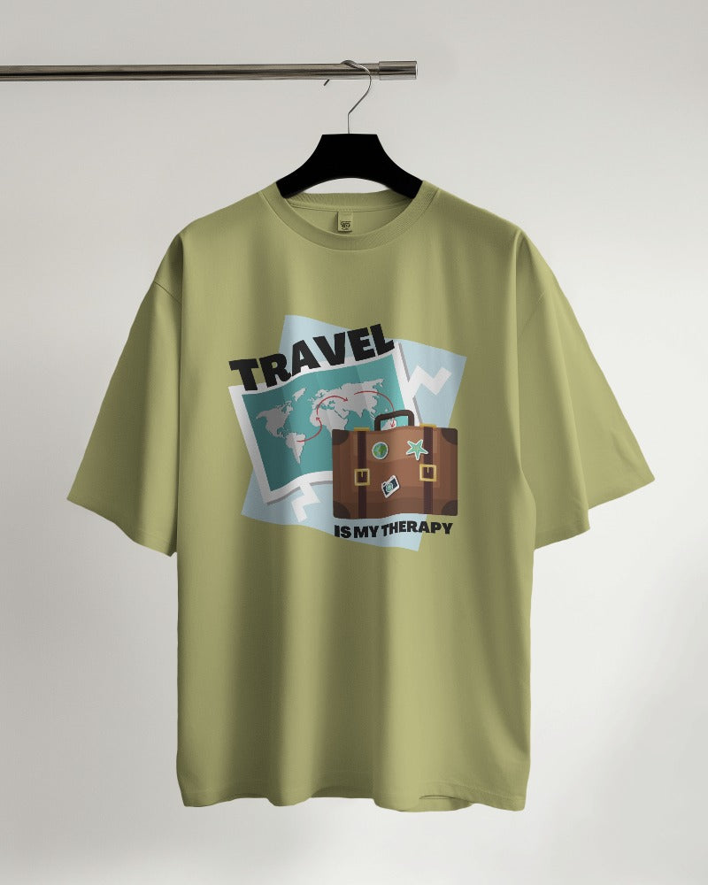 Travel is My Therapy Map Oversized T-shirt