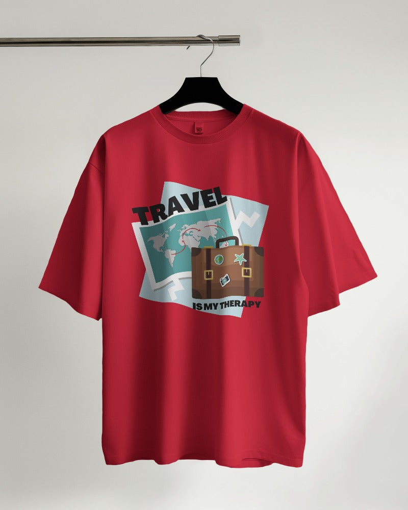 Travel is My Therapy Map Oversized T-shirt