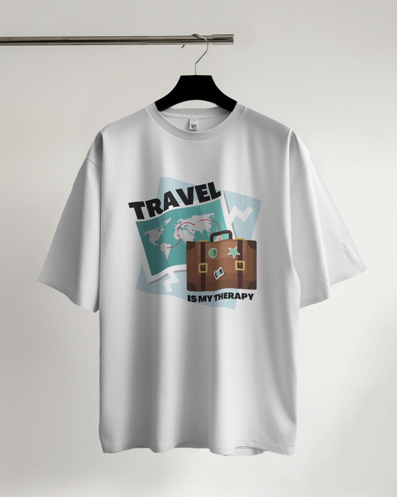 Travel is My Therapy Map Oversized T-shirt