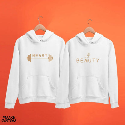 beauty and the beast white hoodies for couple - vmakecustom