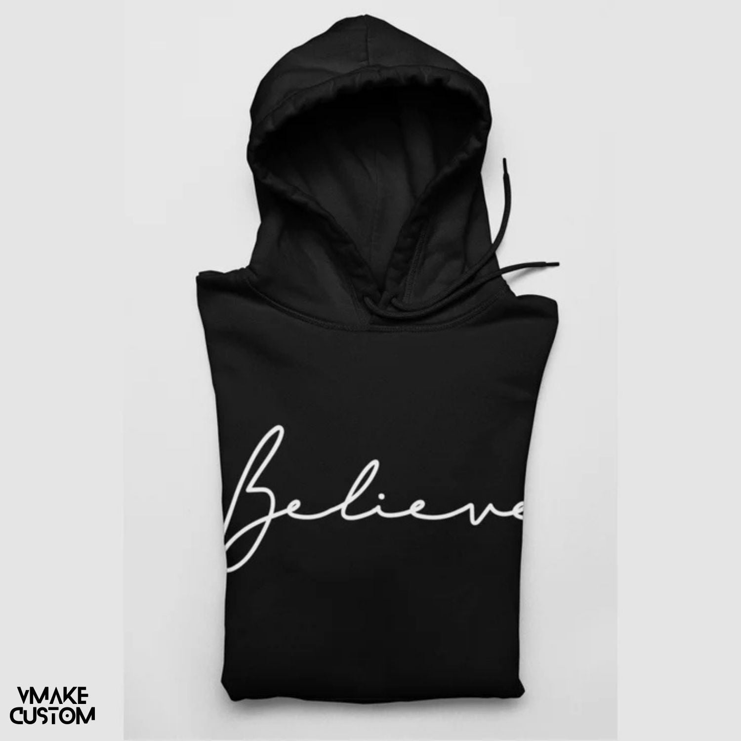 believe unisex black pullover hoodie by vmakecustom