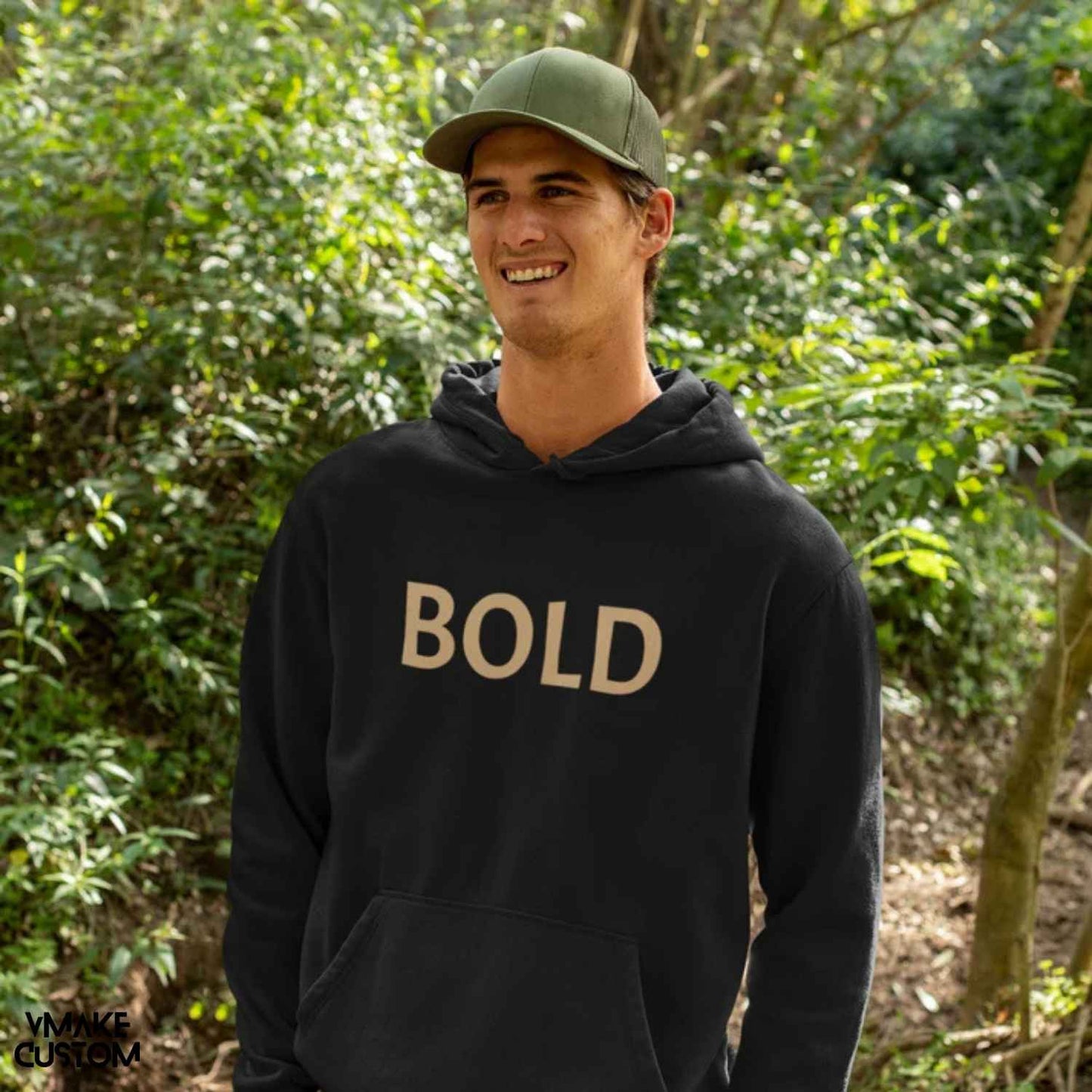 bold black unisex hoodie vmakecustom