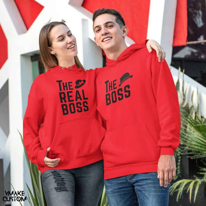 boss and his real boss red hoodies for couple 1