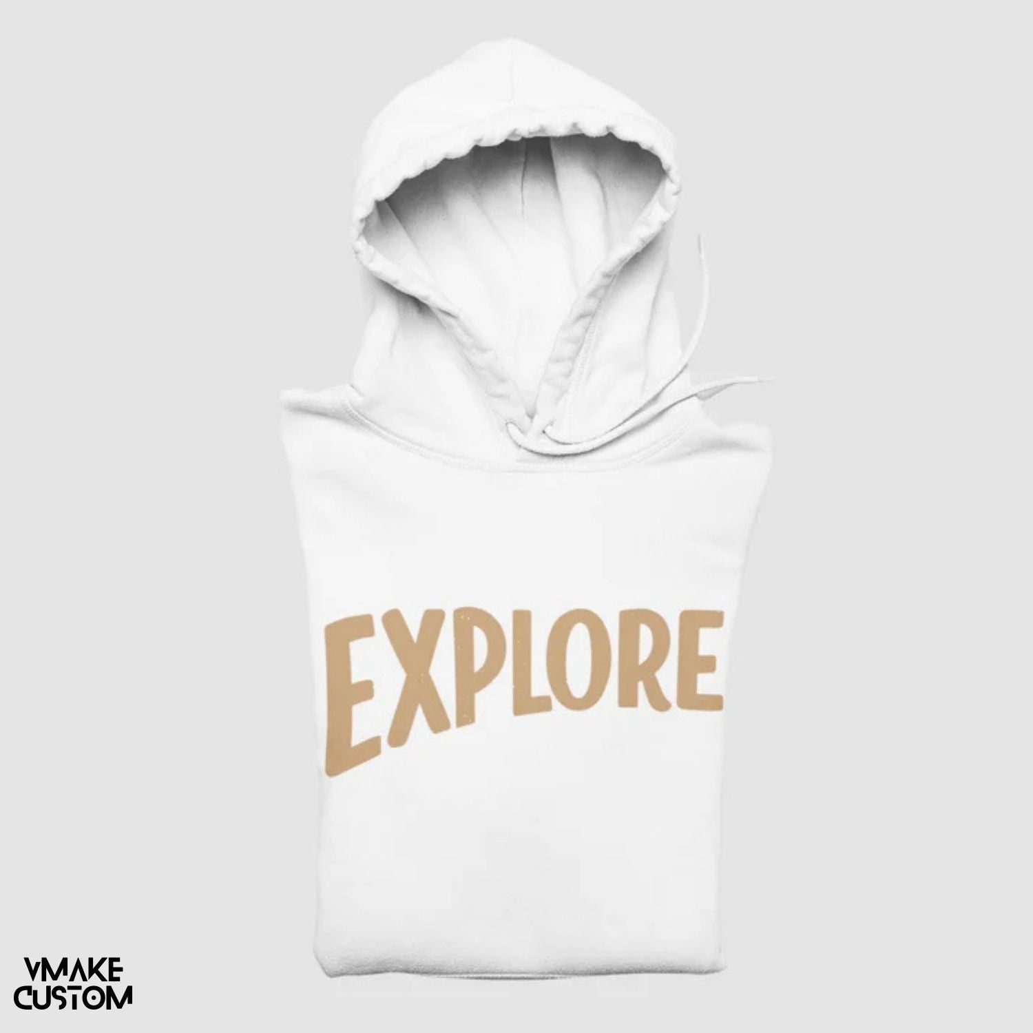 explore unisex hoodie in white vmakecustom