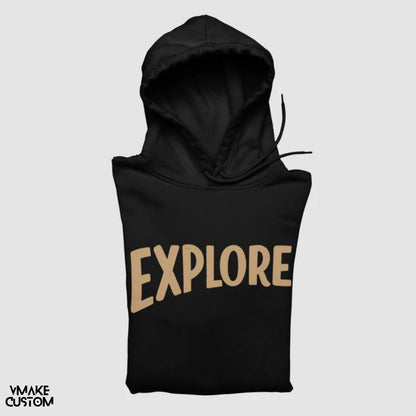 black explore unisex hoodie vmakecustom