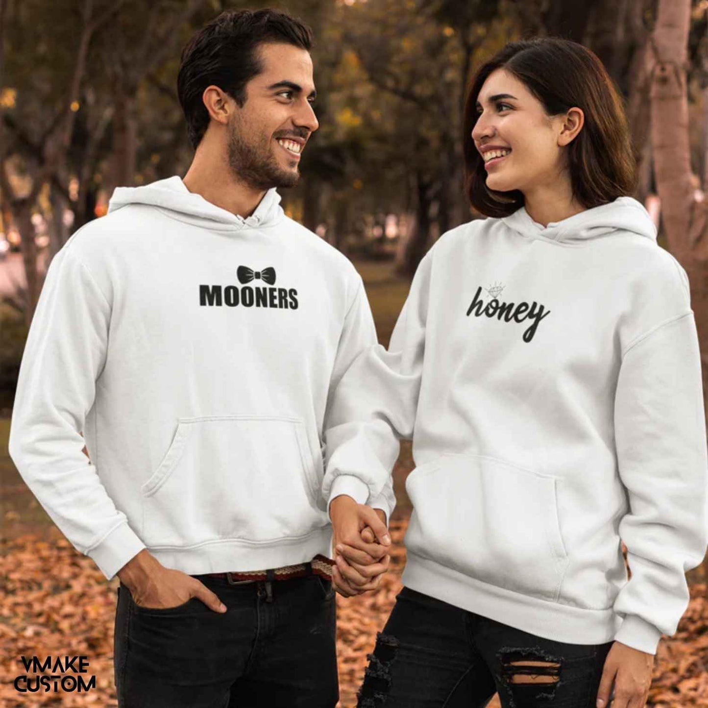 Honey Mooners White Hoodies for Couple