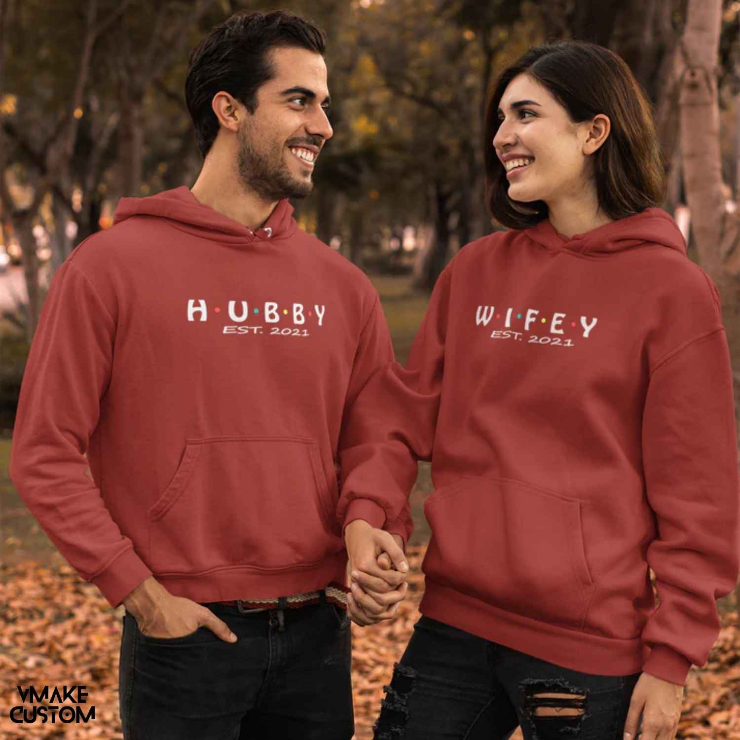 hubby wifey est 2024 maroon hoodies for couple