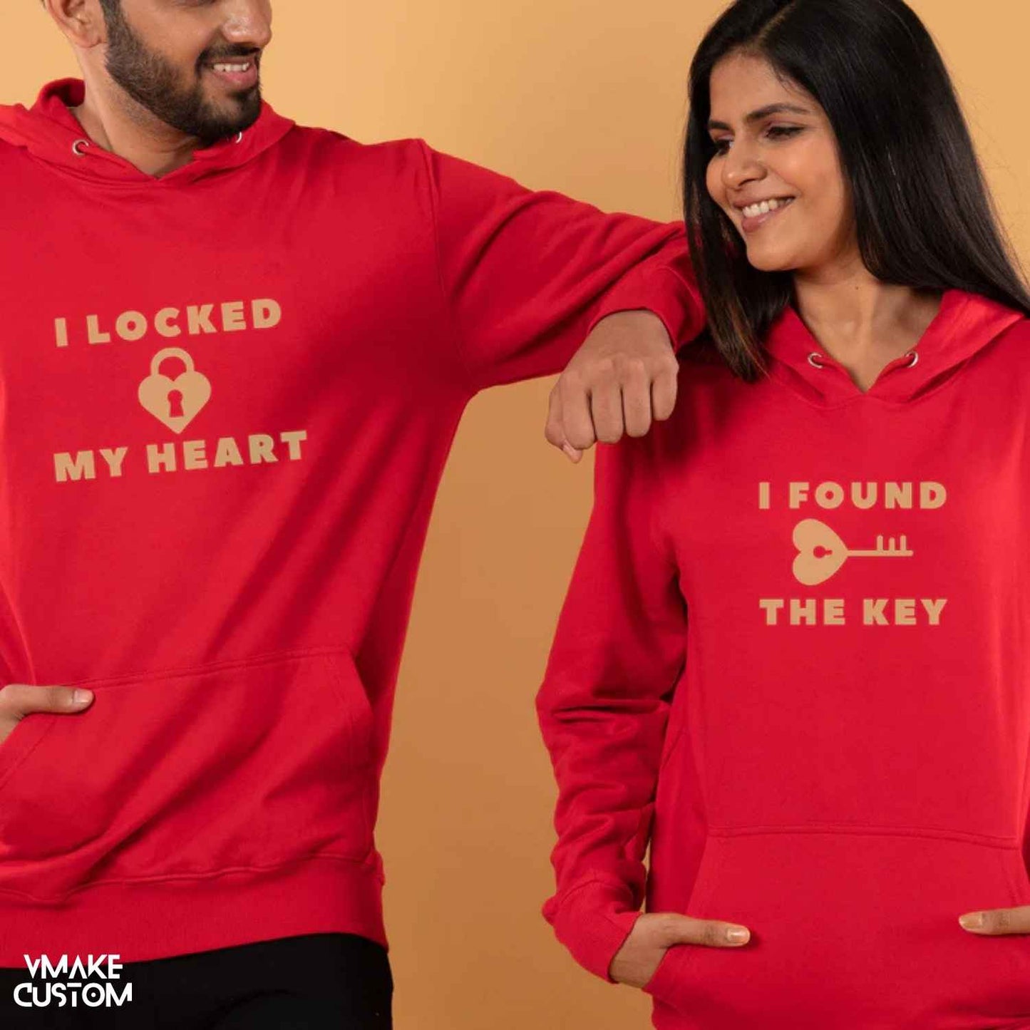 i found the key red hoodies for couple 