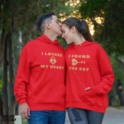 i found the key red hoodies for couple - vmakecustom