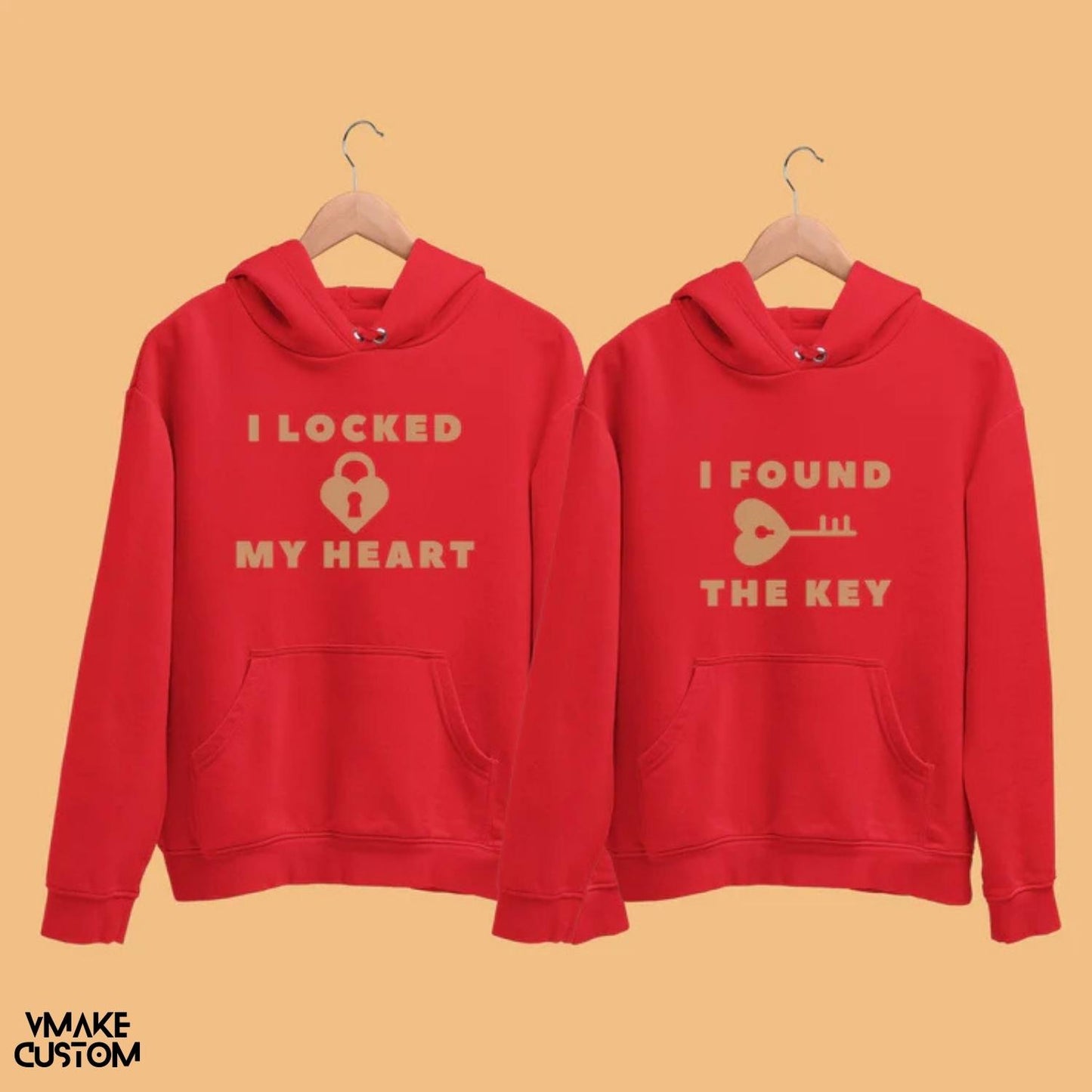 i locked my heart and i found the key red couple hoodies