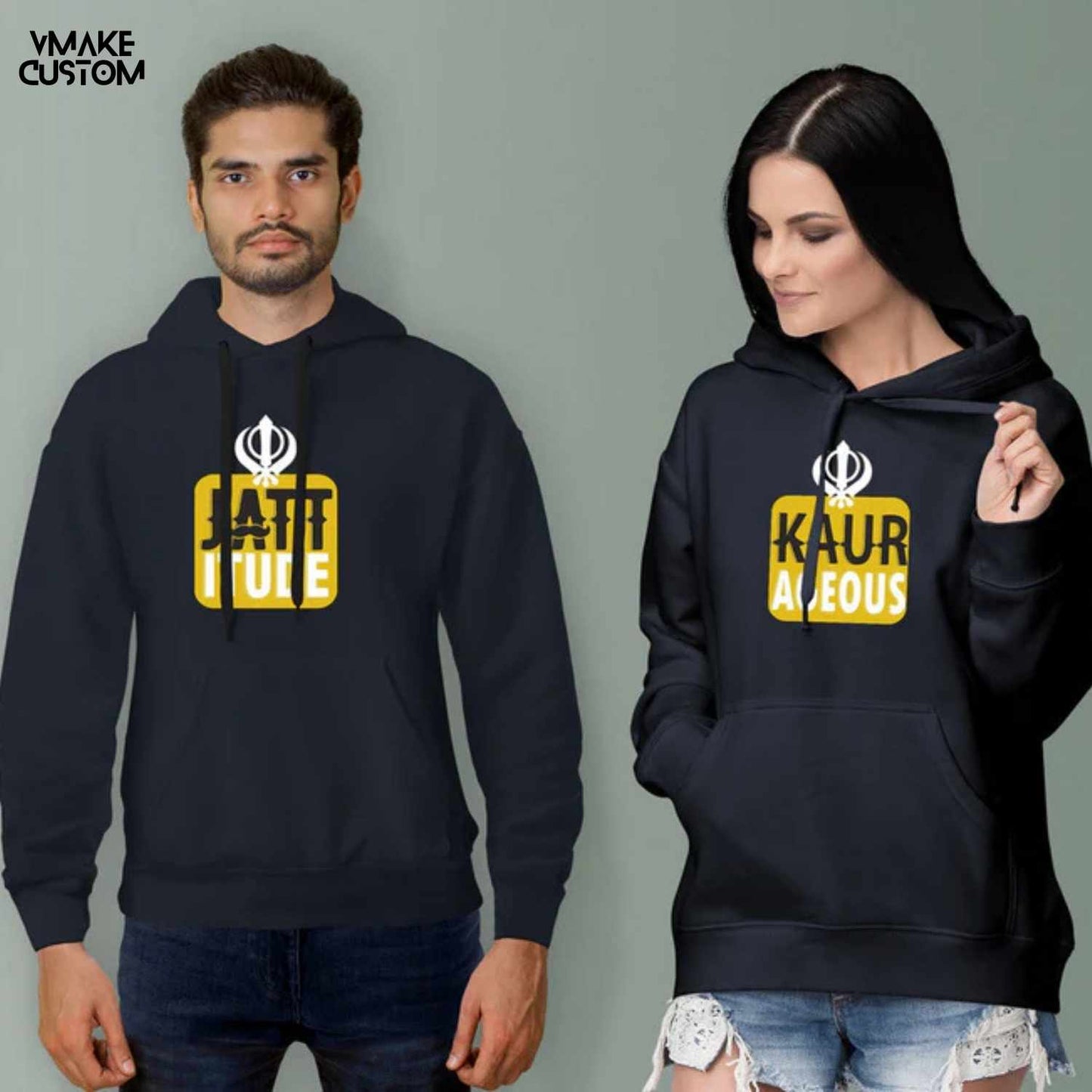 Jatt da Attitute & The Gorgeous Kaur Hoodies for Couple