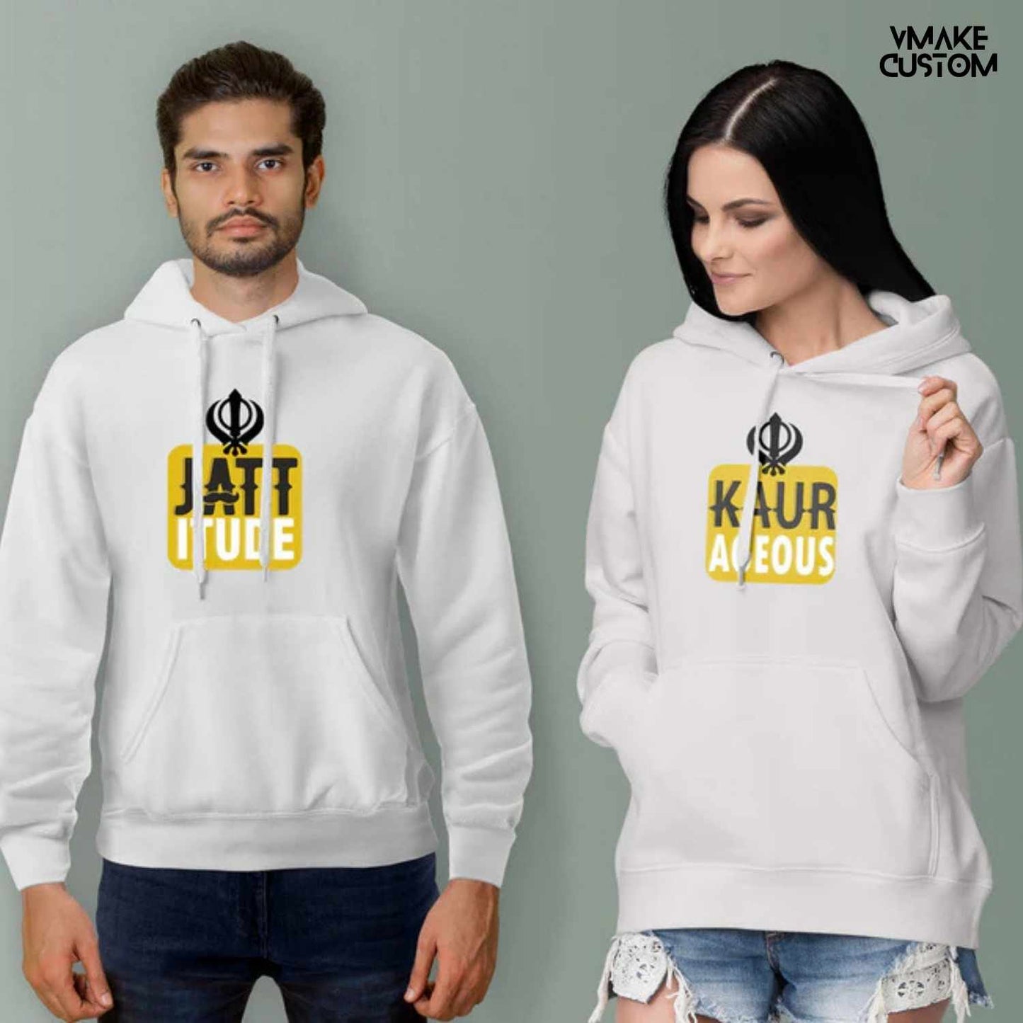 Jatt da Attitute & The Gorgeous Kaur Hoodies for Couple