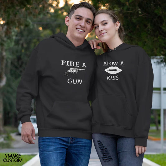 Kiss And Gun Hoodies for Couple