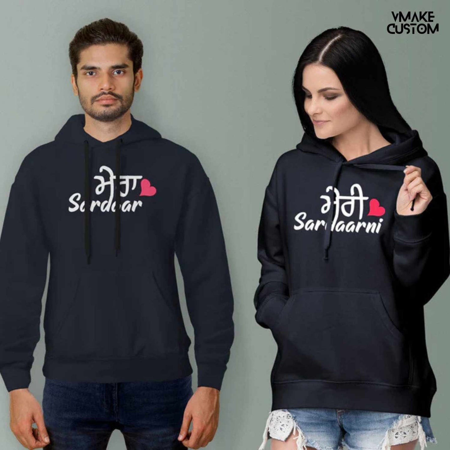 mera sardaar meri sardaarni navyblue hoodies for couple