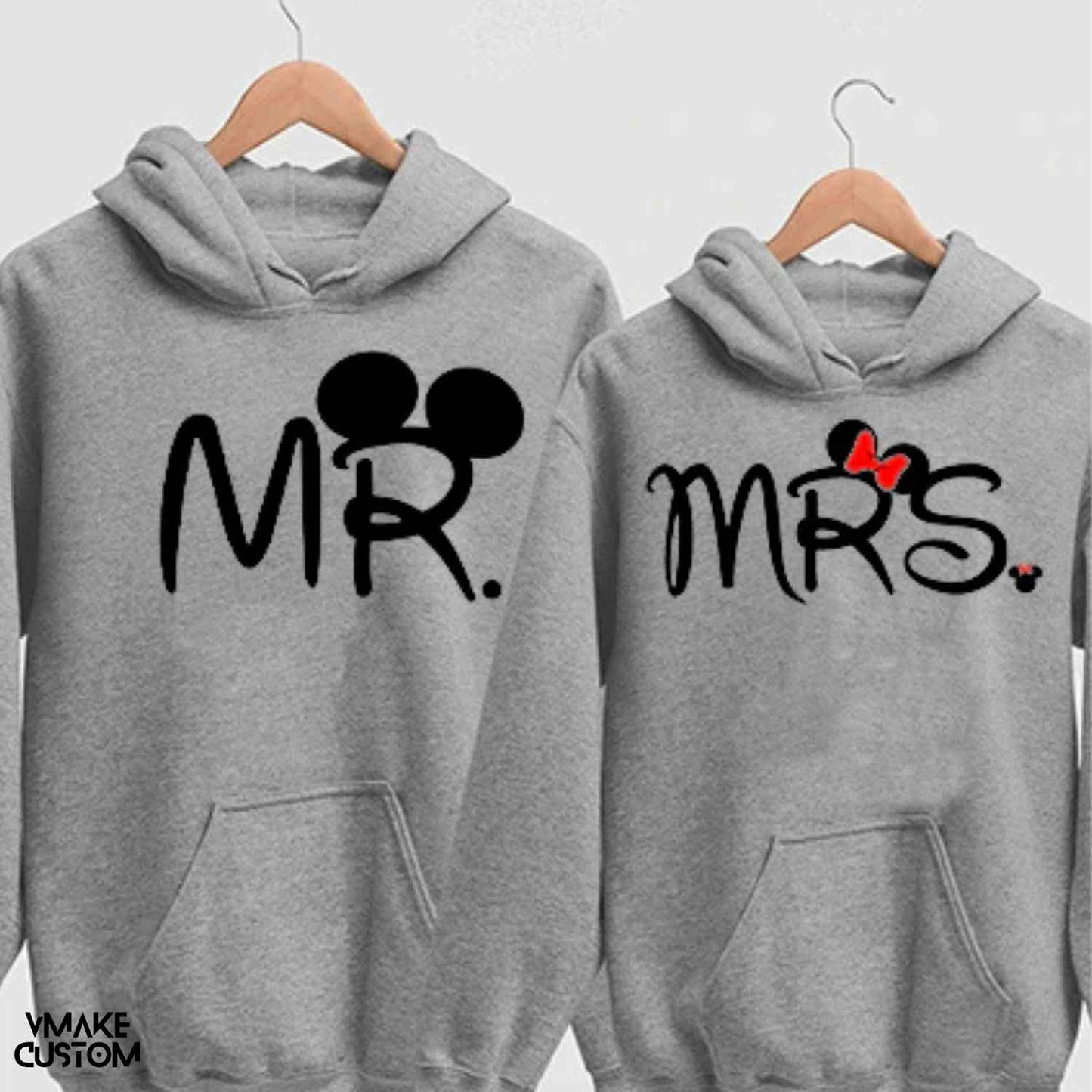 mickey minnie grey cute hoodies for couple