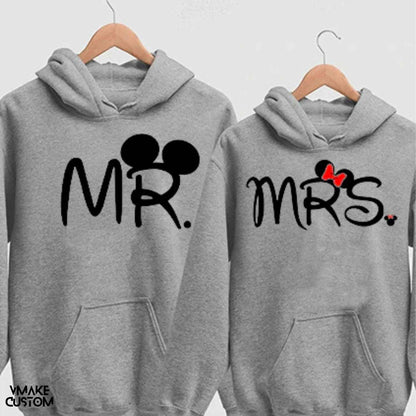 mickey minnie grey cute hoodies for couple