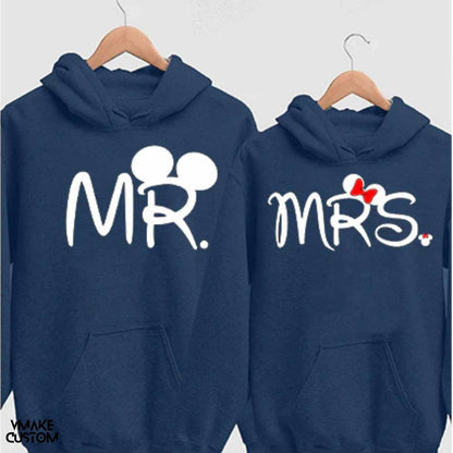 mickey minnie navyblue cute hoodies for couple