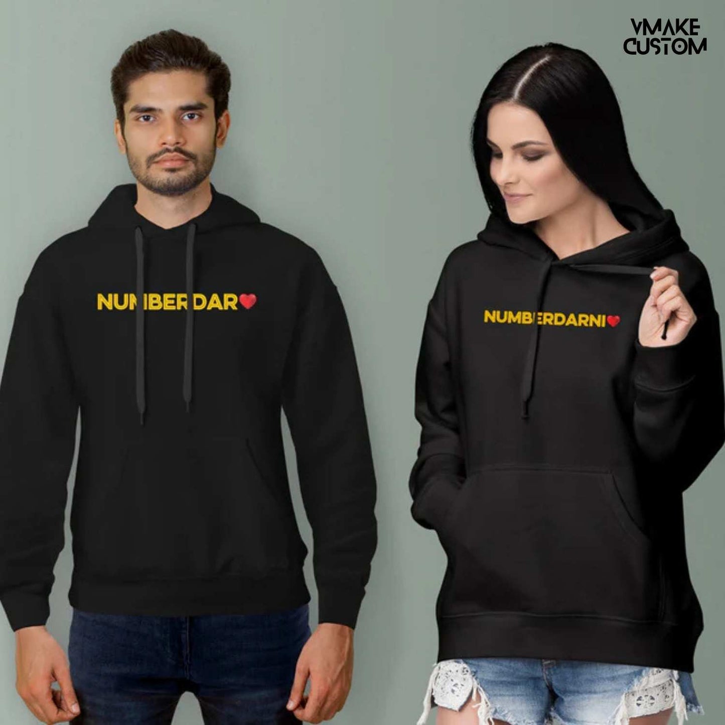 numberdar numberdarni black hoodies for couple