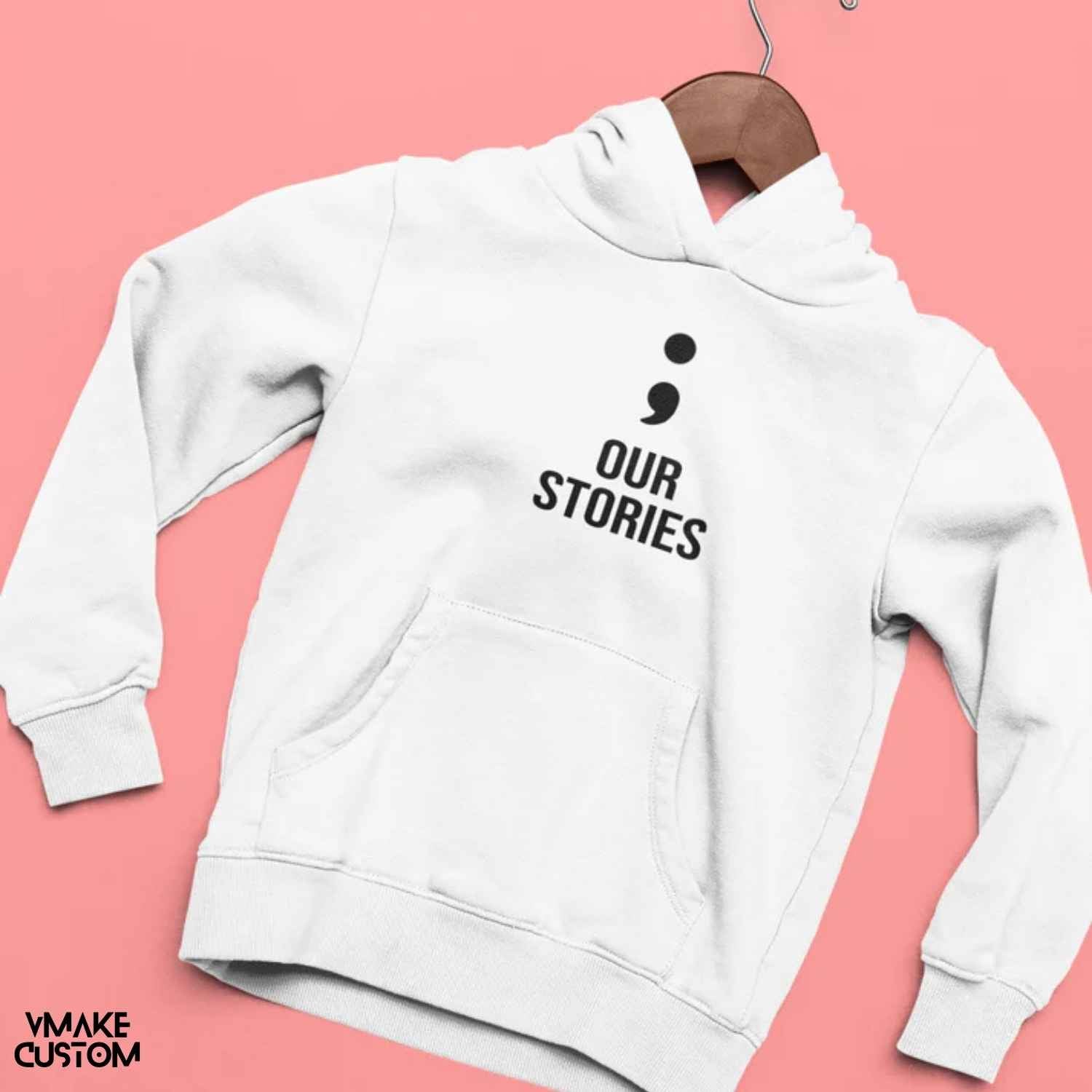 our stories white hoodies for couple 1