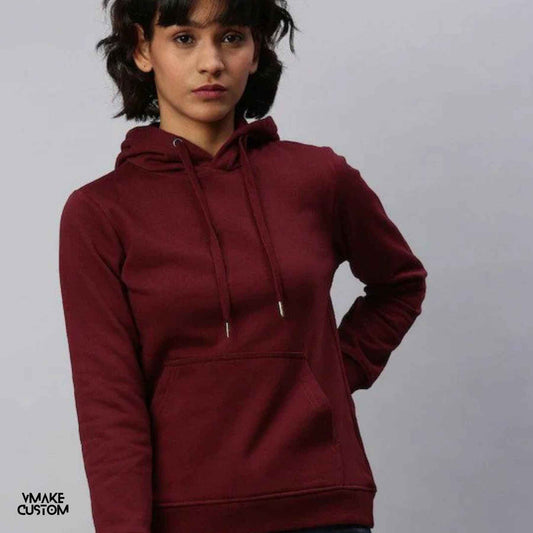 plain maroon hoodie for women 1