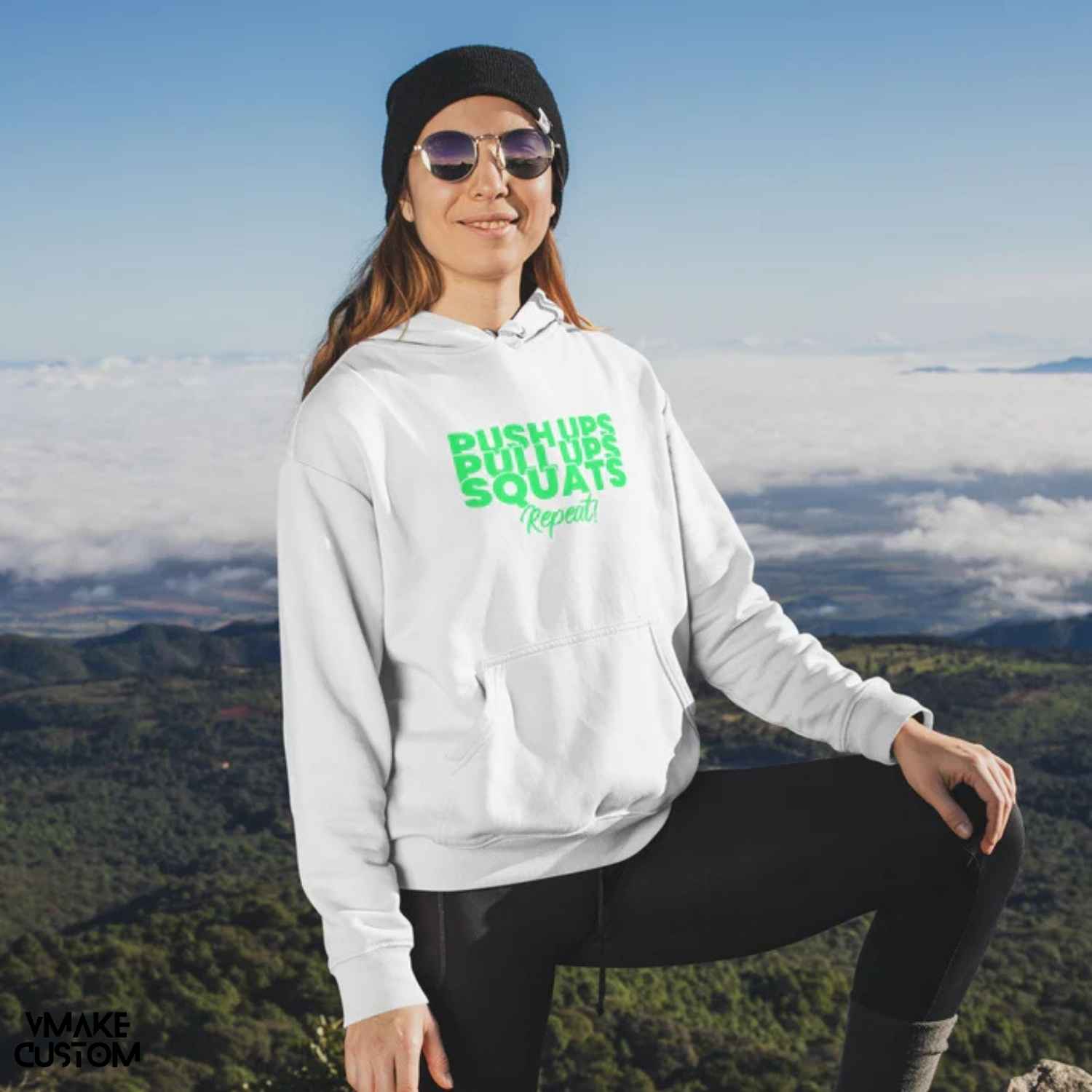 push ups squats white unisex hoodie-women vmakecustom 