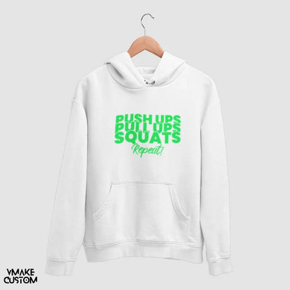 white push ups squats unisex hoodie vmakecustom