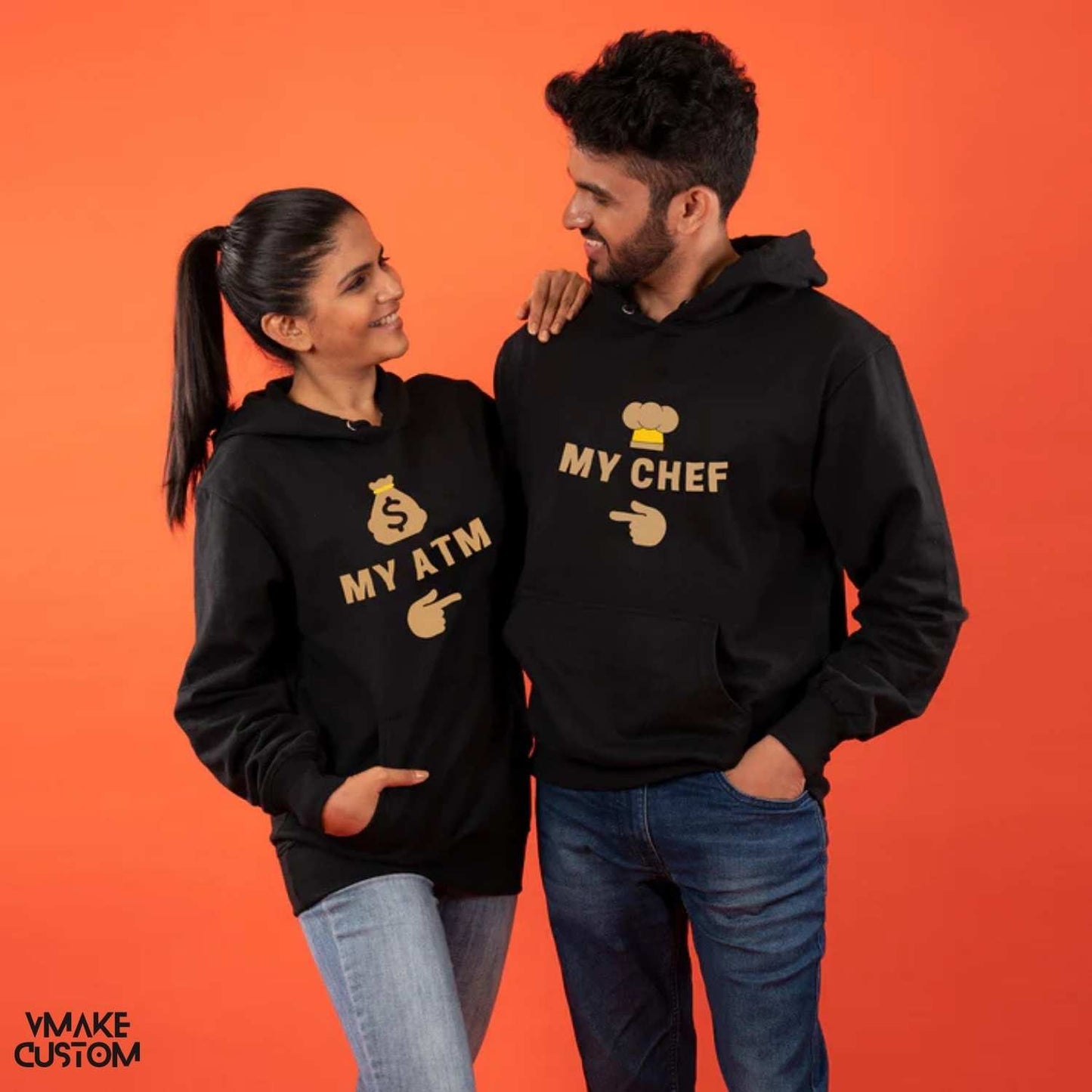 she is my chef n he is my atm black hoodies for couple-vmakecustom