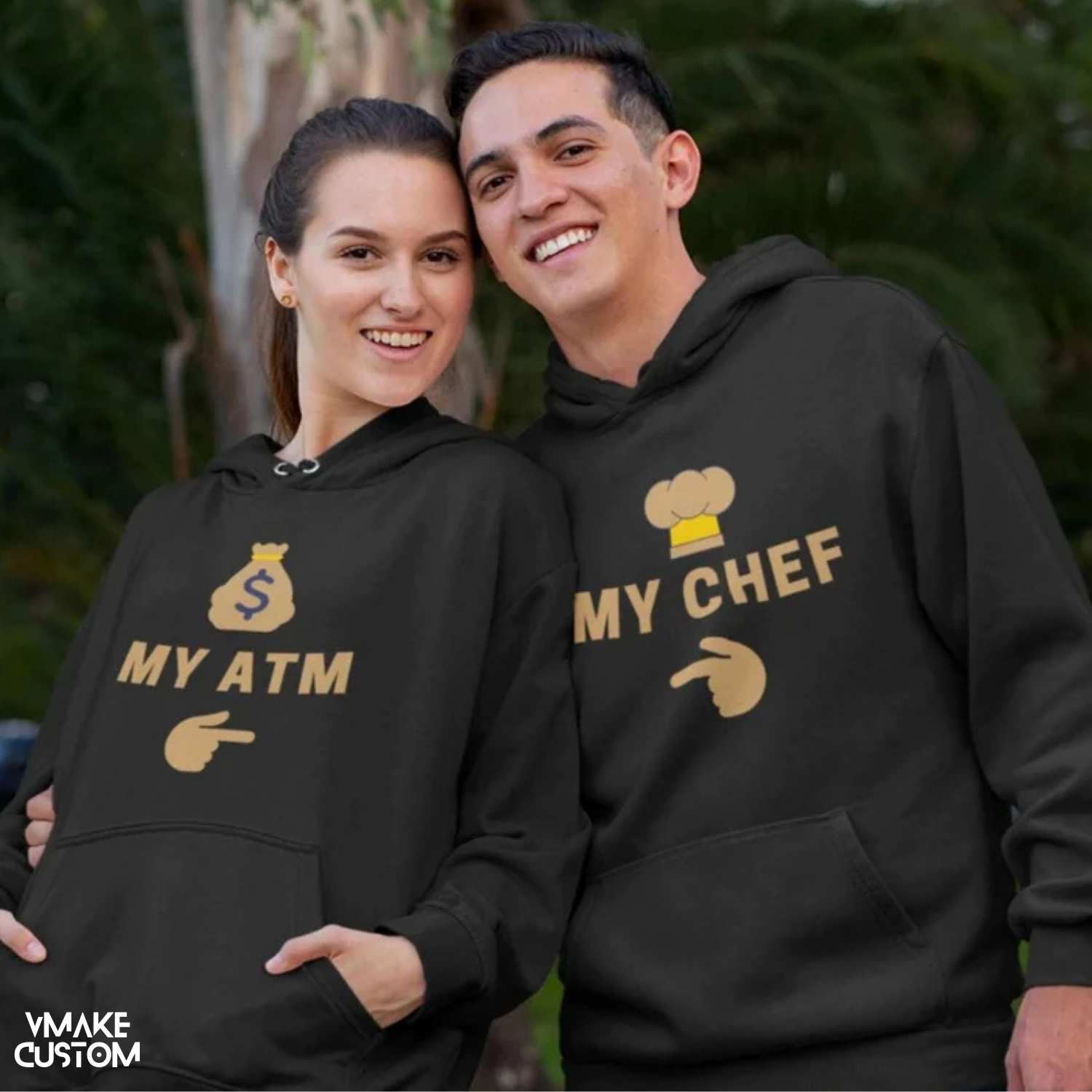 she is my chef n he is my atm black couple hoodies