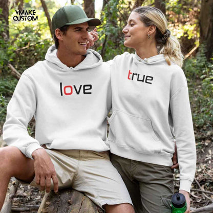 True Love White Hoodies for Couple