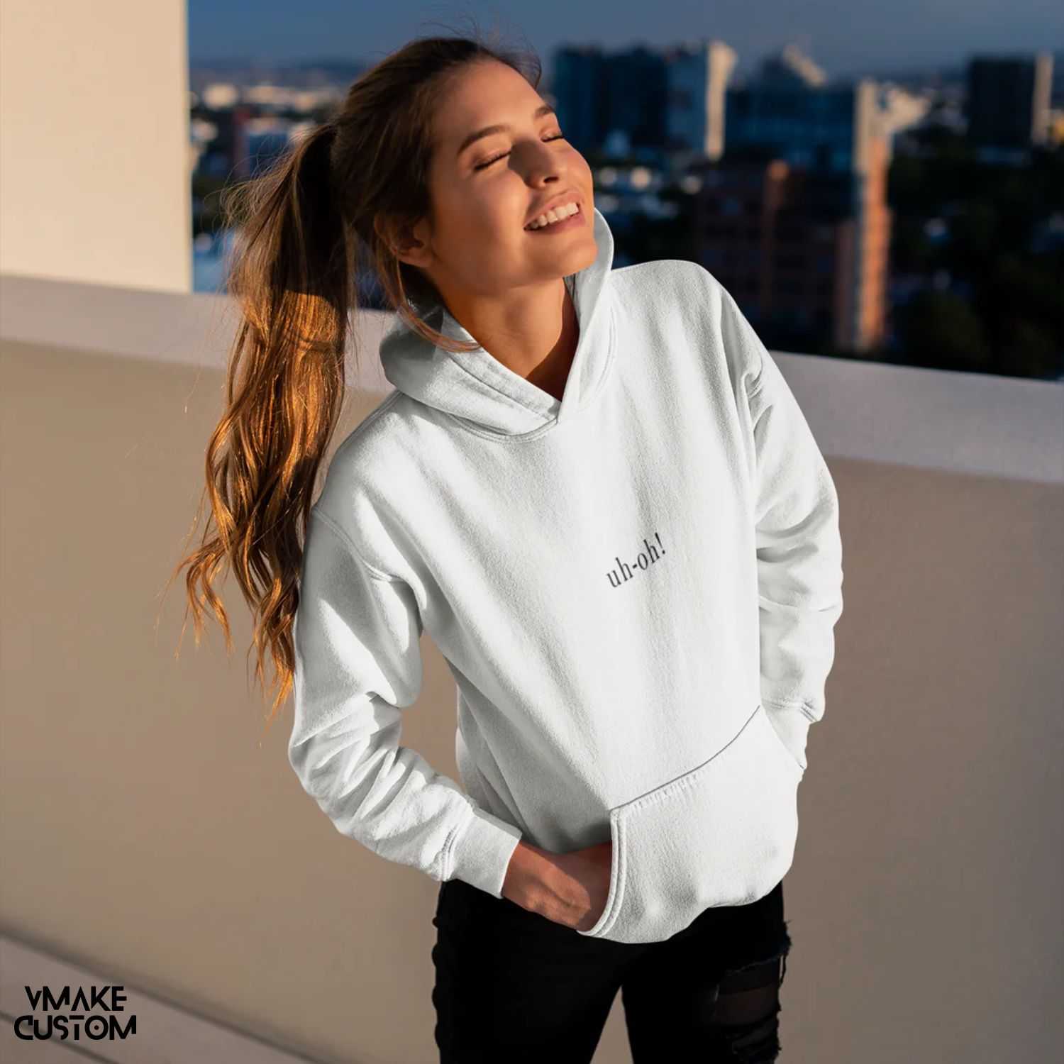 uh oh white hoodies for women vmakecustom