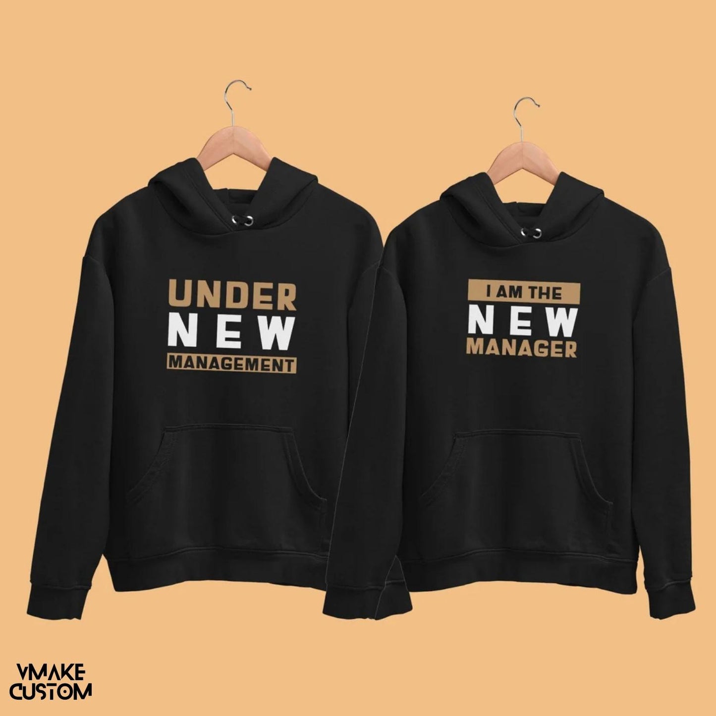 under new management couple hoodies black 