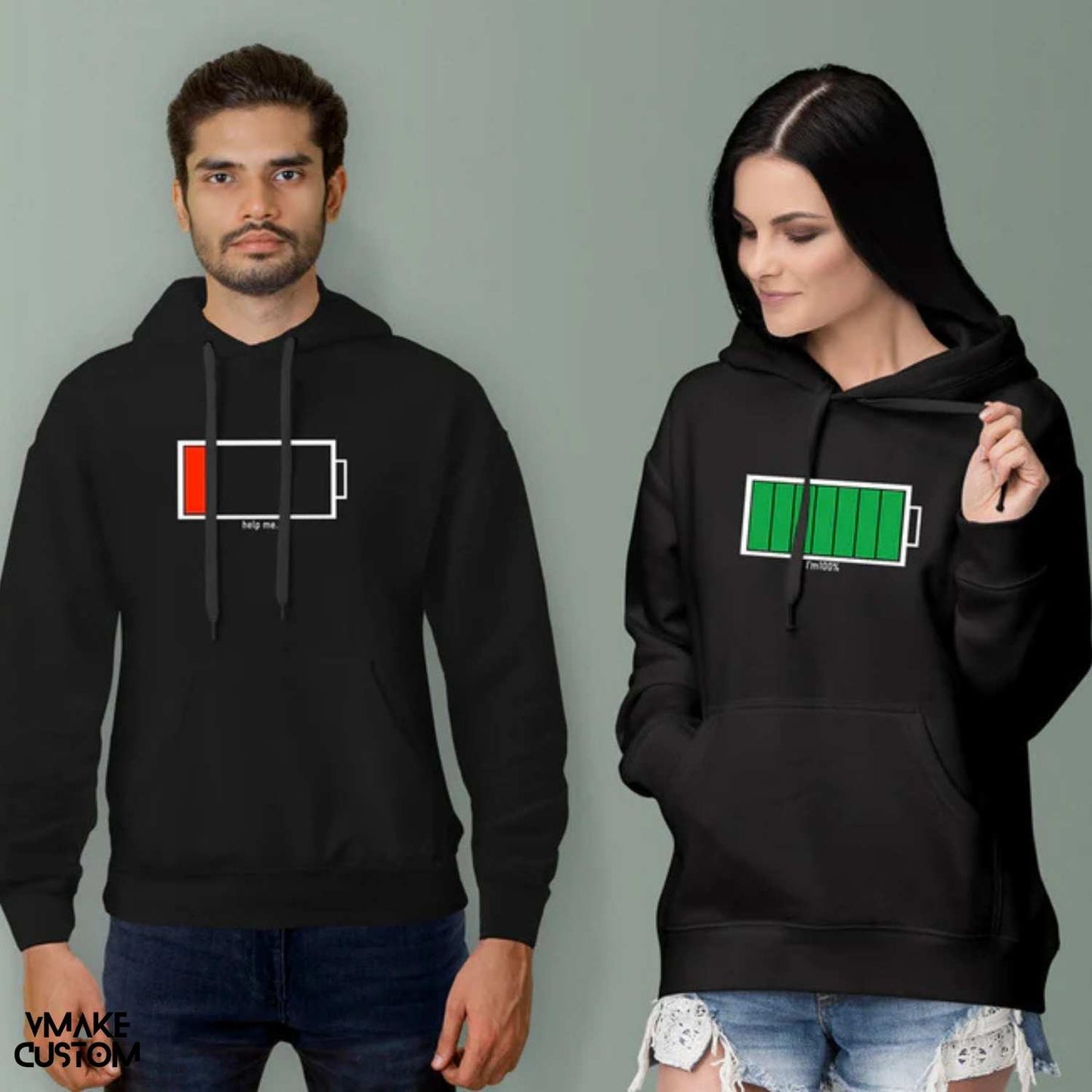 with you fully charged black hoodies for couple